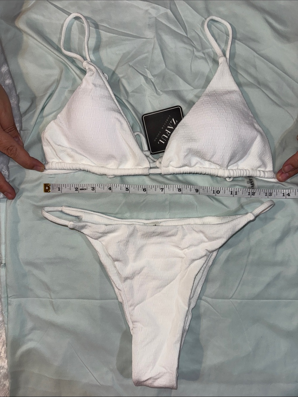 NWT Zaful White Textured Triangle Bikini Set